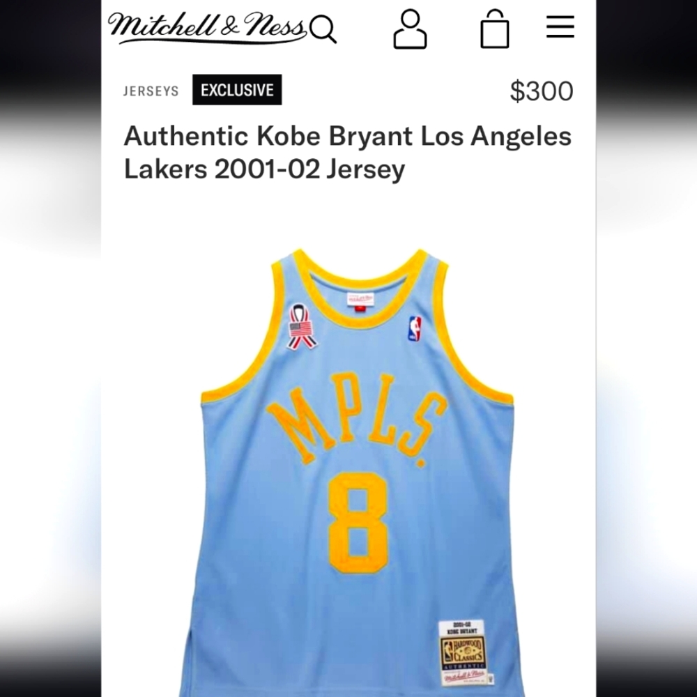 Authentic Hardwood Classic Kobe Bryant #8 2001-02 Los Angeles Lakers Jersey